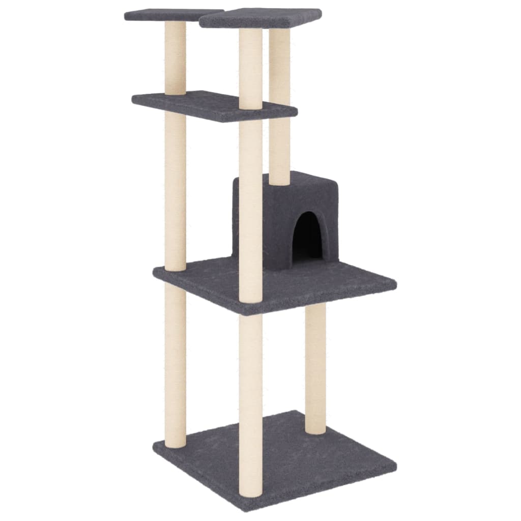 vidaXL Rascador para gatos con postes de sisal gris oscuro 123 cm