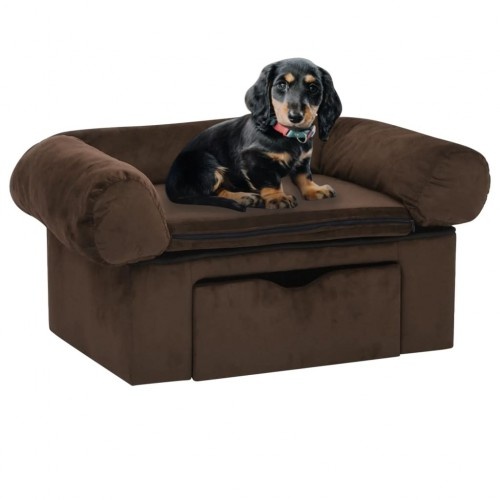 Vidaxl sofá con cajón marrón para perros