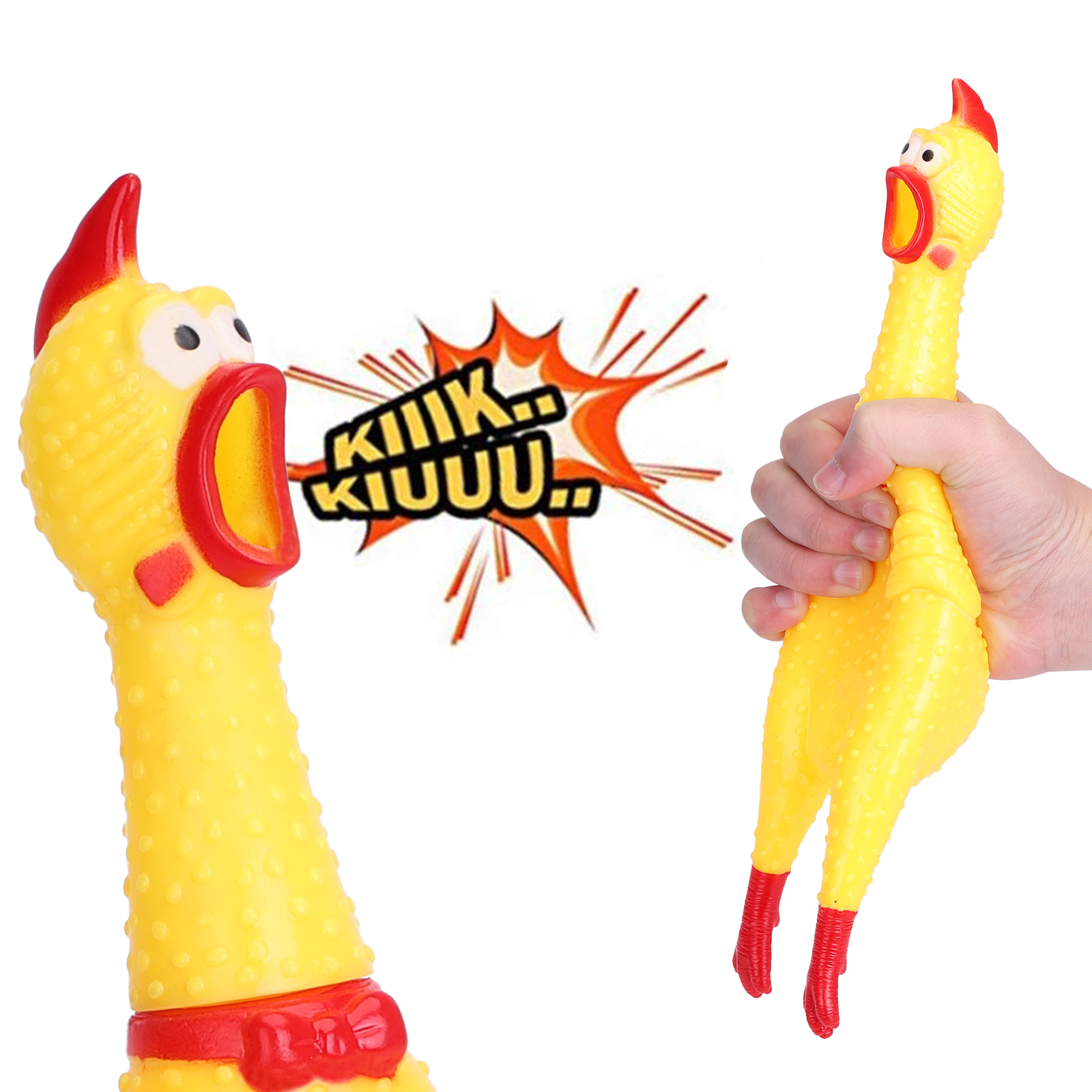 Nobleza – Juguete de goma para perros, pollo gritando amarillo, juguete pequeño de descompresión chirriante para limpiar los dientes