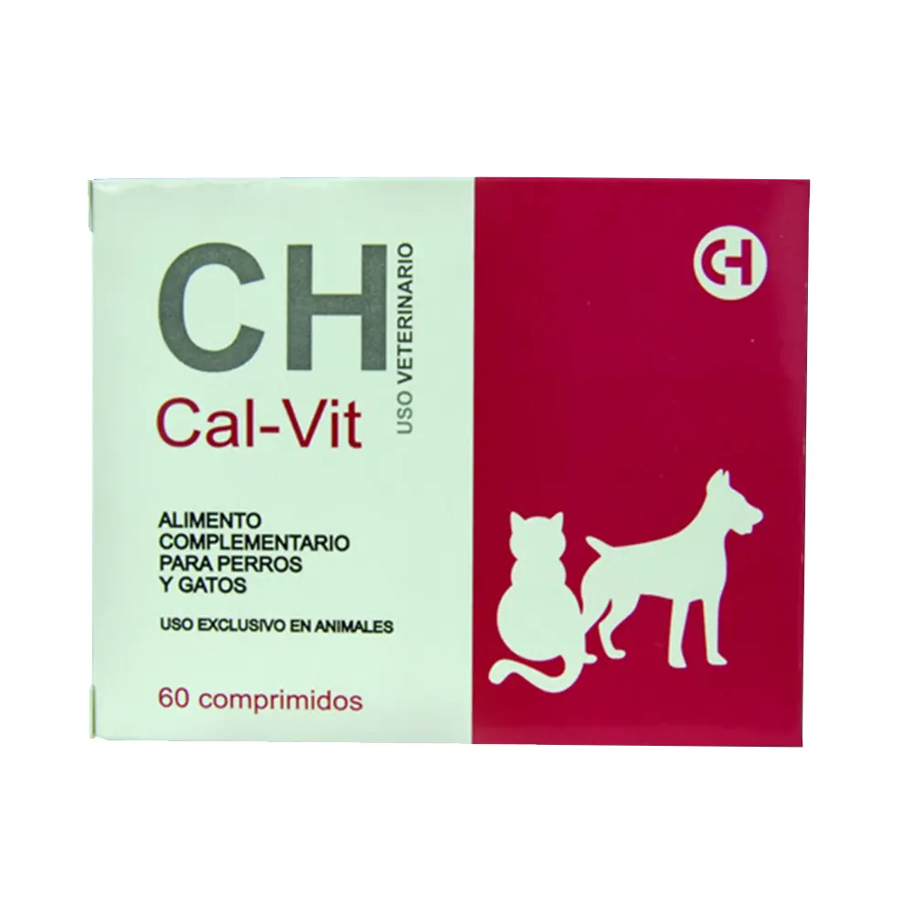 Cal-Vit 60 comprimidos suplemento mineral para fortalecer los huesos y articulaciones de perros y gatos Chemical Ibérica
