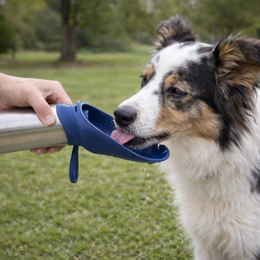 Gotoo Botella Bebedero Portátil de Acero Inoxidable Azul para perros