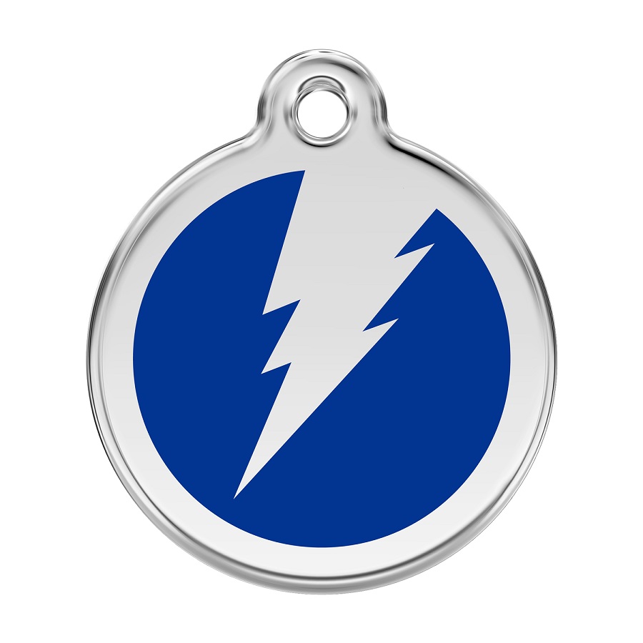 Placa identificativa Acero Inoxidable Esmalte Rayo Azul para perros