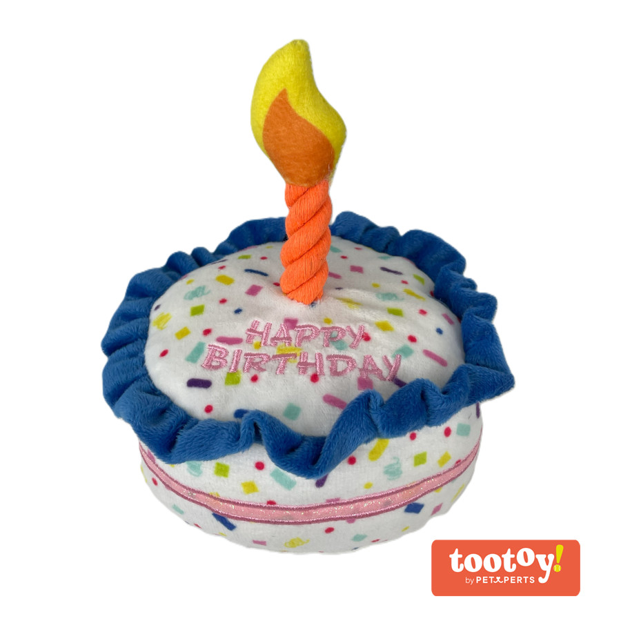 Tootoy! Comfort Brithday Cake Cuddler peluche con sonido para perros