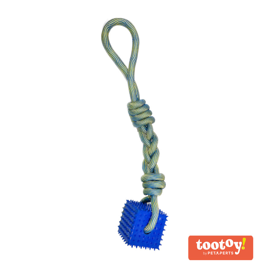 Tootoy! Pull Cube Rope juguete de cuerda con cubo de goma para perros