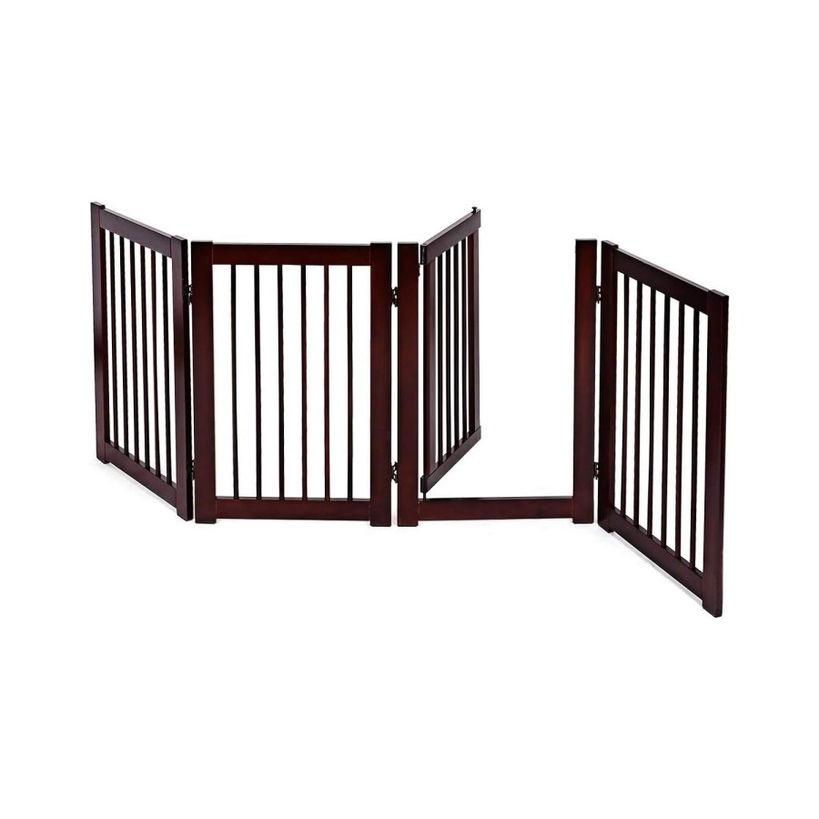 COSTWAY Barrera de Puerta de Seguridad Rejilla para Perros Mascotas Puerta Escalera Protección Plegable de Madera (203 x 76 x 1,8cm)