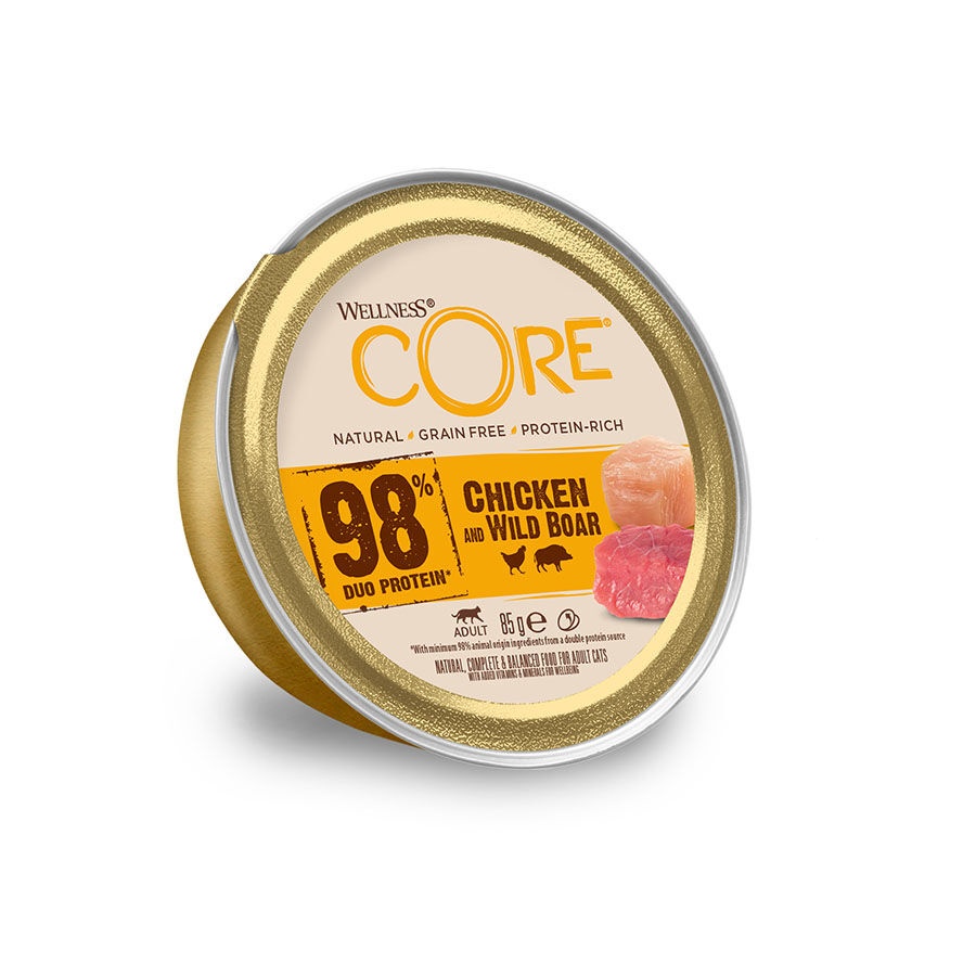 12 tarrinas x 85 g Wellness Core Single Protein Pollo y Jabalí tarrina para gatos ¡Pack ahorro!