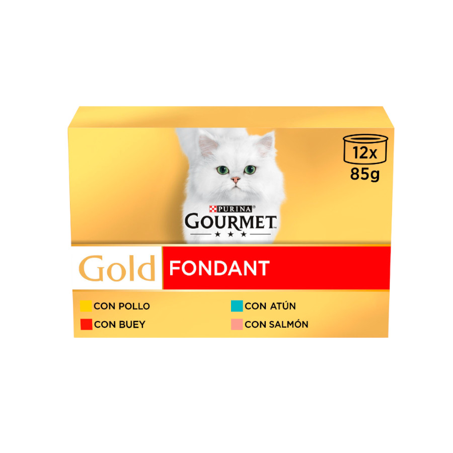 12 latas x 85 g Gourmet Gold Fondant Sabores Variados lata para gatos