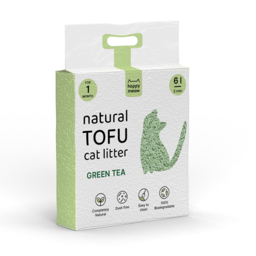 L Happy Meow Natural Tofu Aglomerante Te Verde para gatos