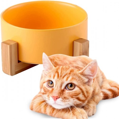 Edipets comedero bebedero de porcelana amarillo para gatos, , large image number null