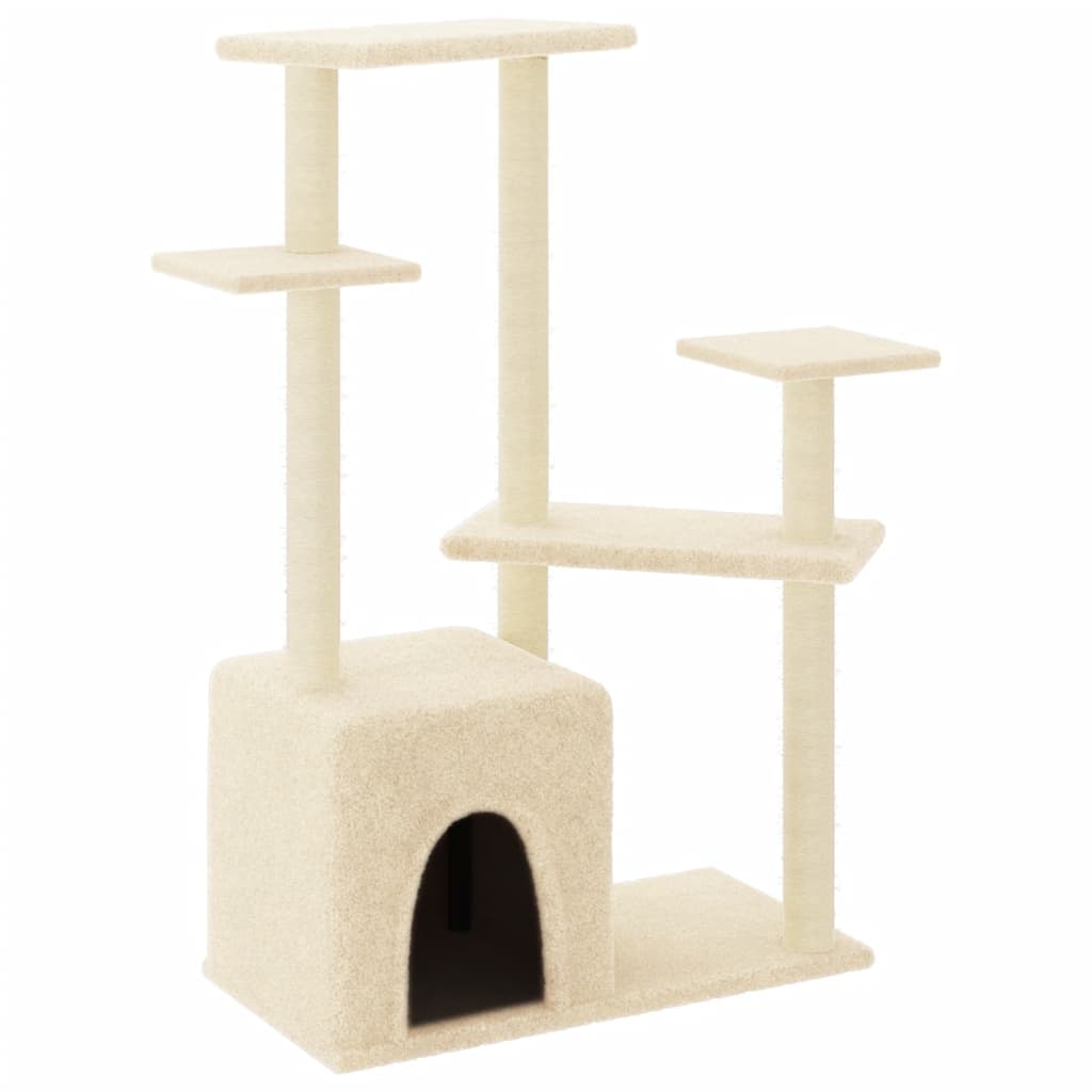 vidaXL Rascador para gatos con postes de sisal color crema 107,5 cm