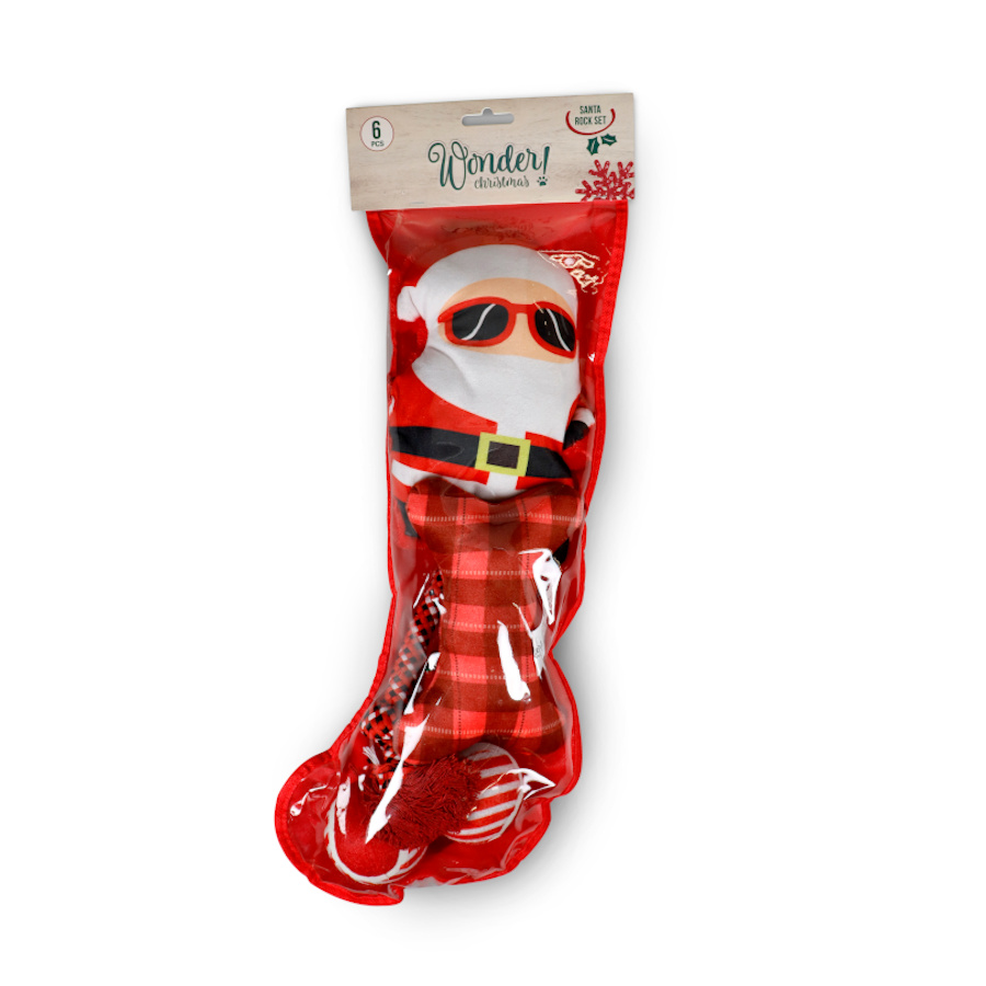 Wonder Christmas Santa Rock Set de juguetes para perros