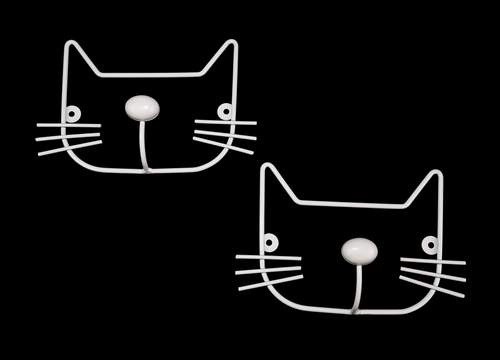 Pareja de colgadores en forma de gatos color gris, , large image number null