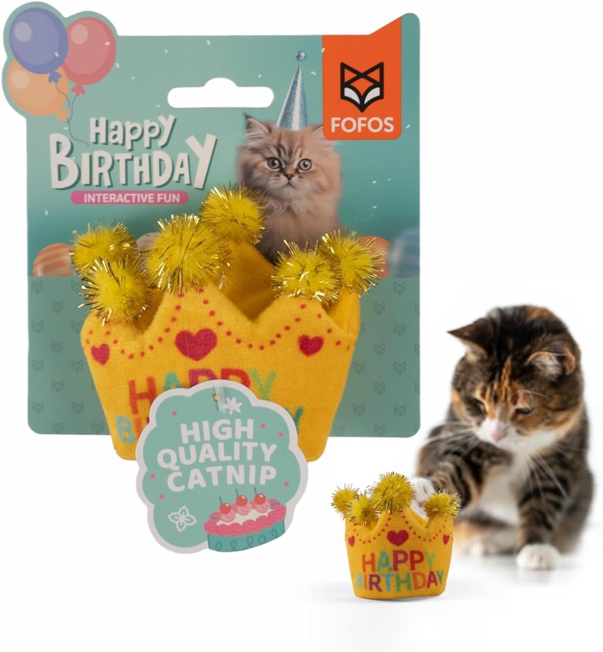 FOFOS | Coroa de cumpleaños con Catnip Natural (Colección Happy Birthday) – Para Gato