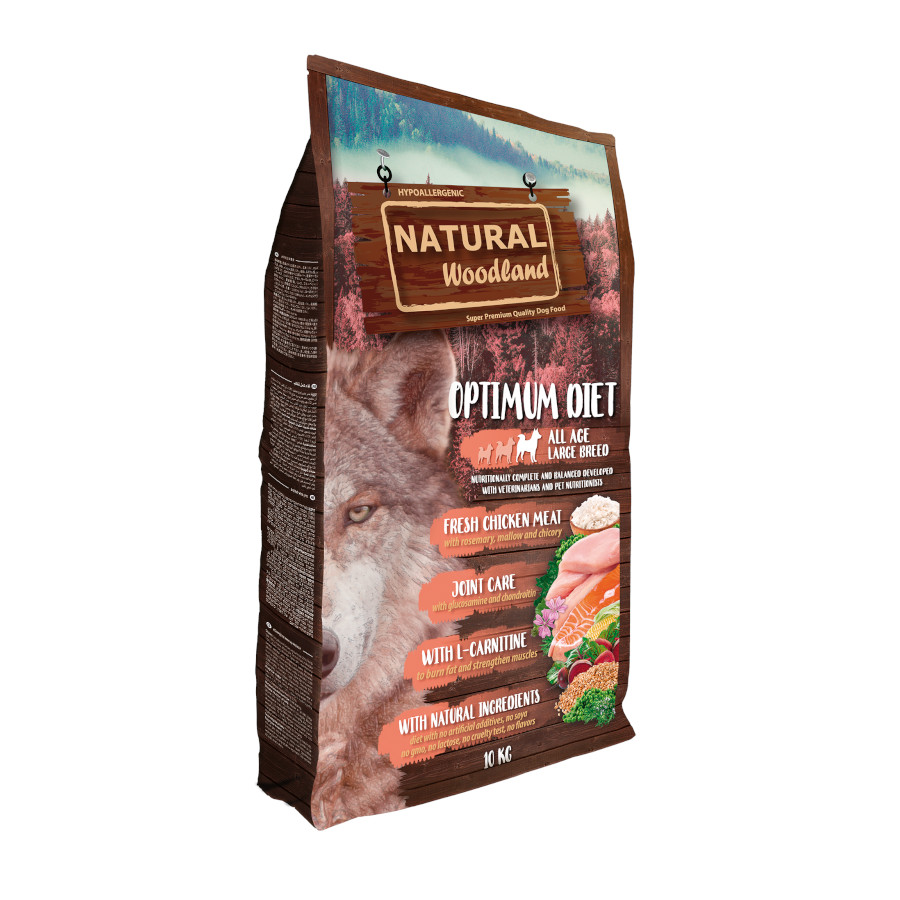 Imagen de Natural Woodland Pienso POLLO con Vegetales OPTIMUM DIET razas Grandes 10 kg para Perros