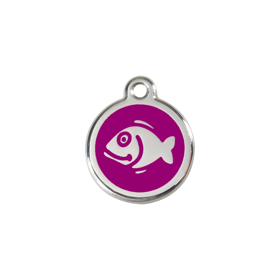 Placa identificativa Acero Inoxidable Esmalte Pez Morado para gatos