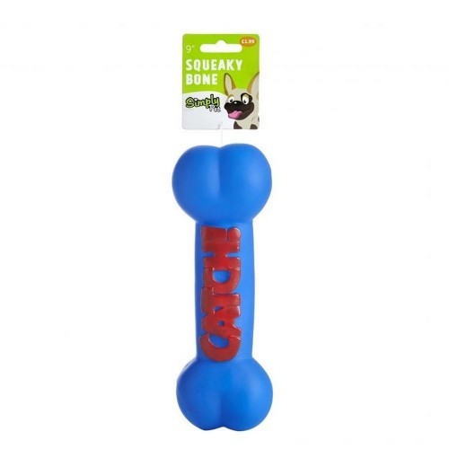 Juguete de vinilo con forma de hueso y con ruido para perros color Azul/Rojo, , large image number null