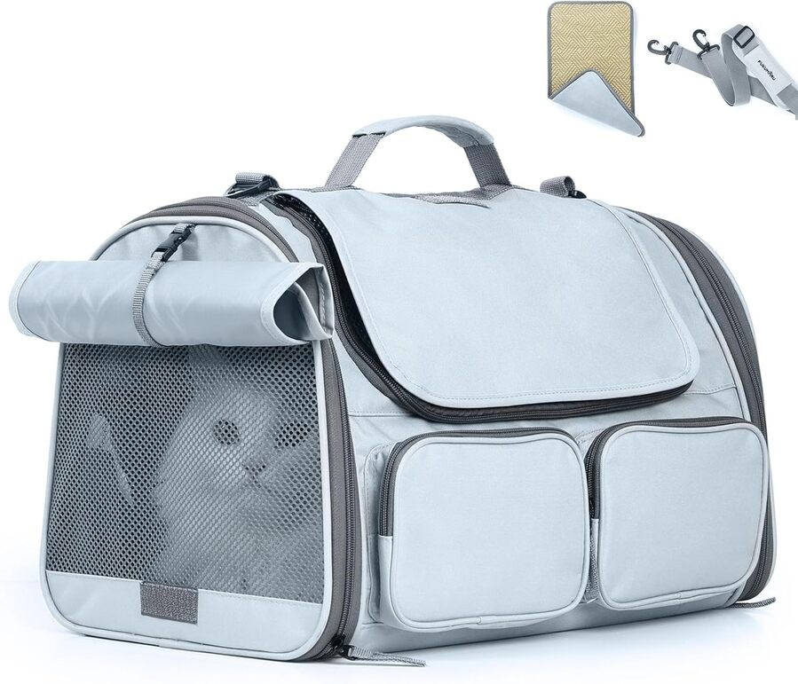 Bolsa de Transporte para Mascotas FUKUMARU – Aprobada para Viajes, Plegable y Ventilada