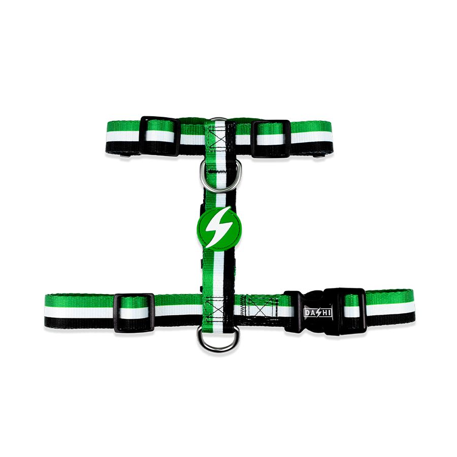 Arnés Stripes Verde & Negro para perros Mediano