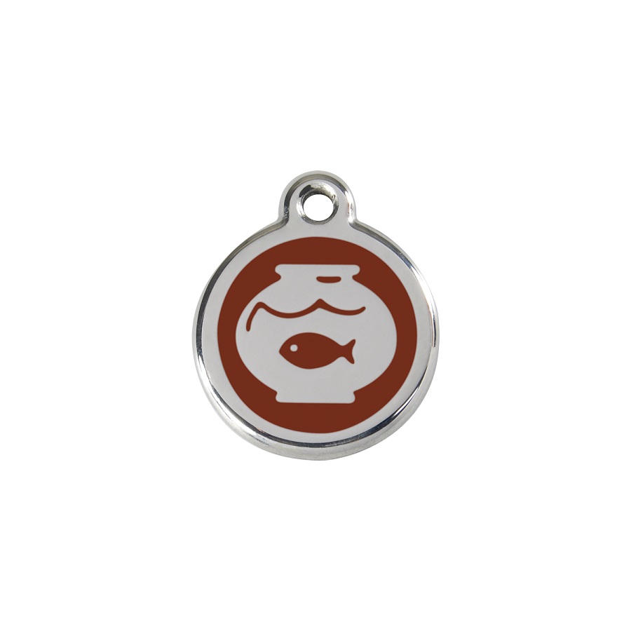 Placa identificativa Acero Inoxidable Esmalte Pecera Marron para gatos