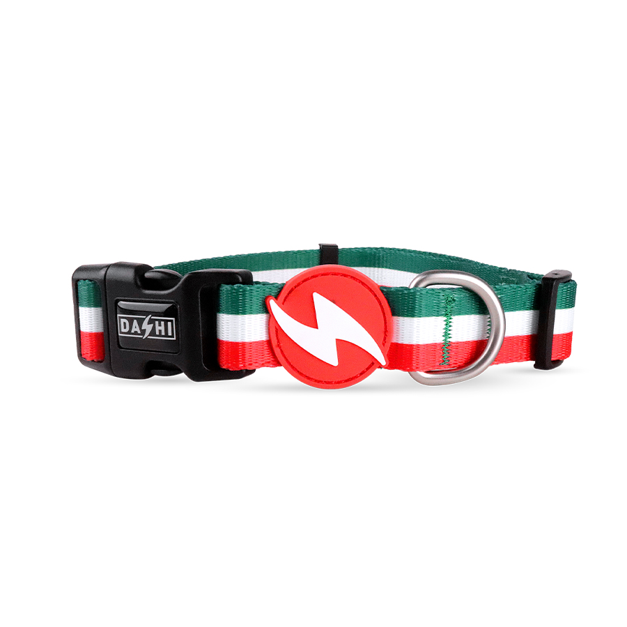 Collar Stripes verde y rojo para perros Pequeño