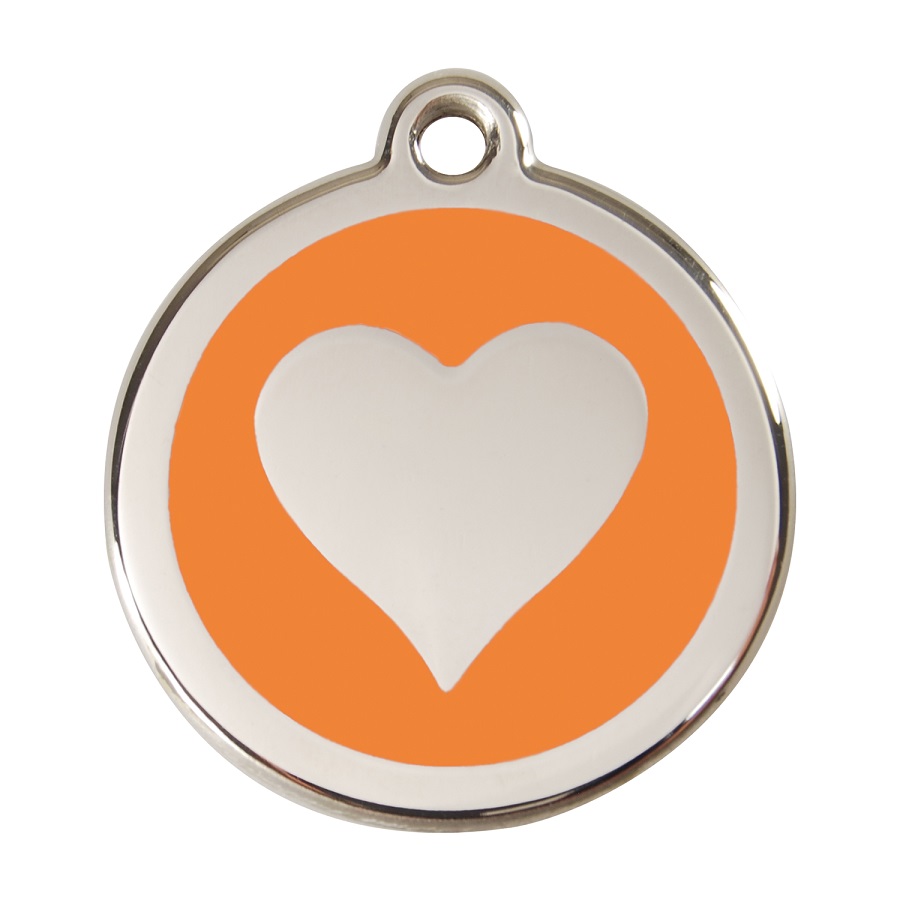 Placa identificativa Acero Inoxidable Esmalte Corazón Naranja para perros