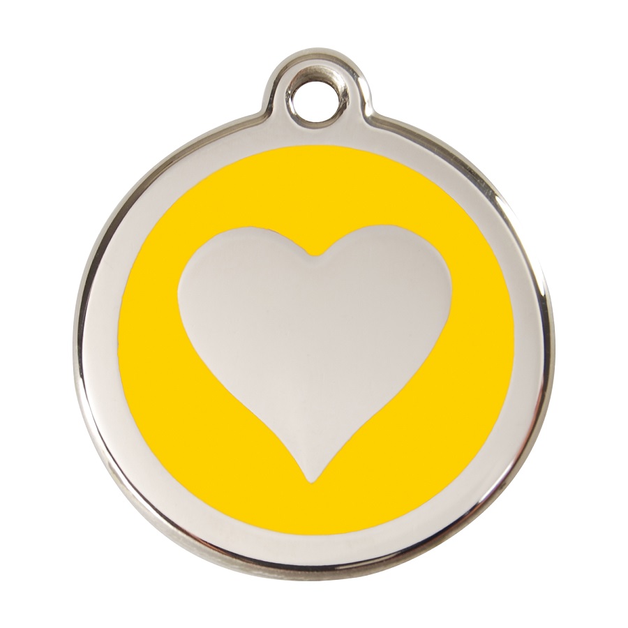 Placa identificativa Acero Inoxidable Esmalte Corazón Amarillo para perros