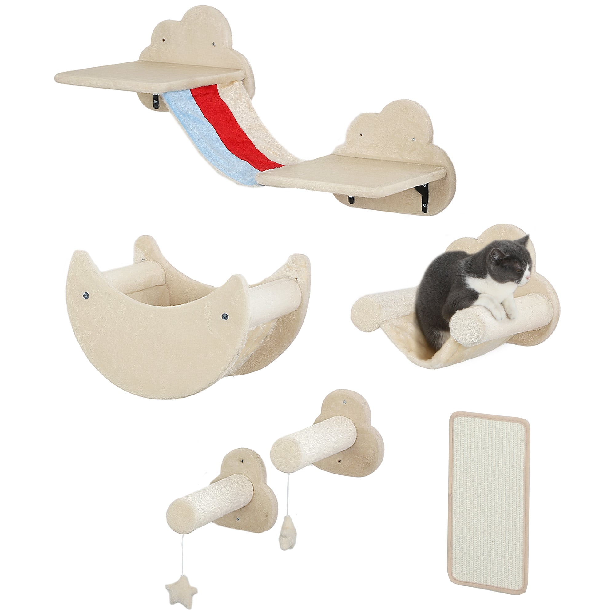 PawHut Estantes para Gatos Beige