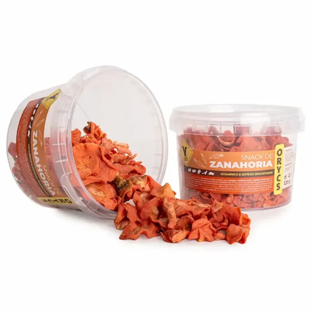 Snack Zanahoria ORYCS alimento complementario para conejos, roedores, aves y reptiles herbívoros 130 g