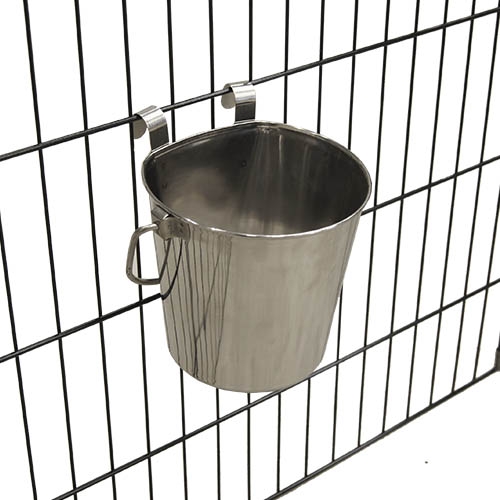 Bebedero de Cubo para perros, Acero inoxidable, especial para colgar en jaulas, 3.800 ml de capacidad.