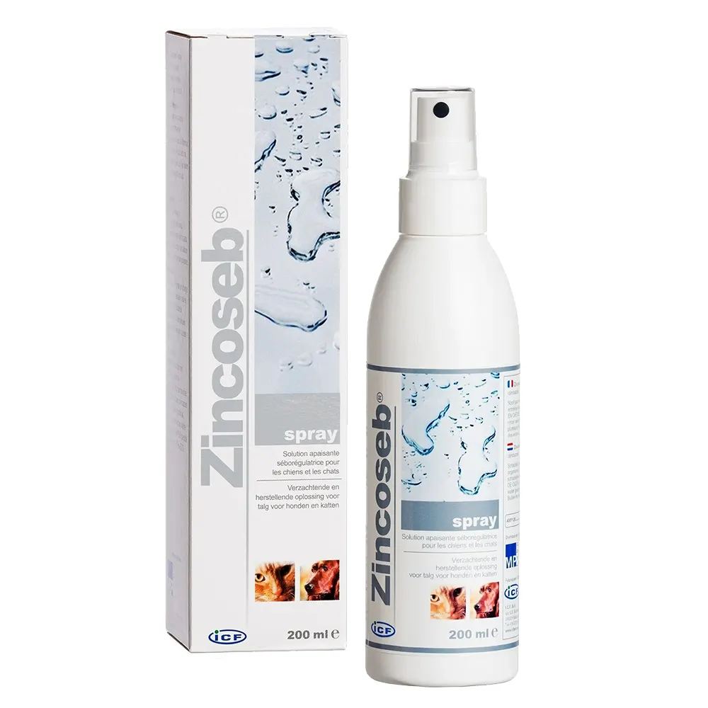 Zincoseb spray que protege la piel de perros y gatos