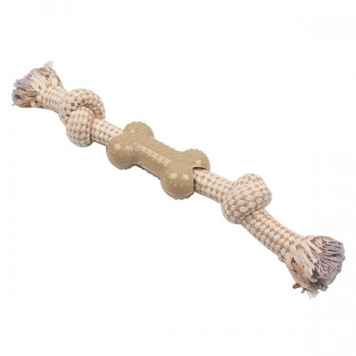 Hueso de doble nudo para perros color Beige