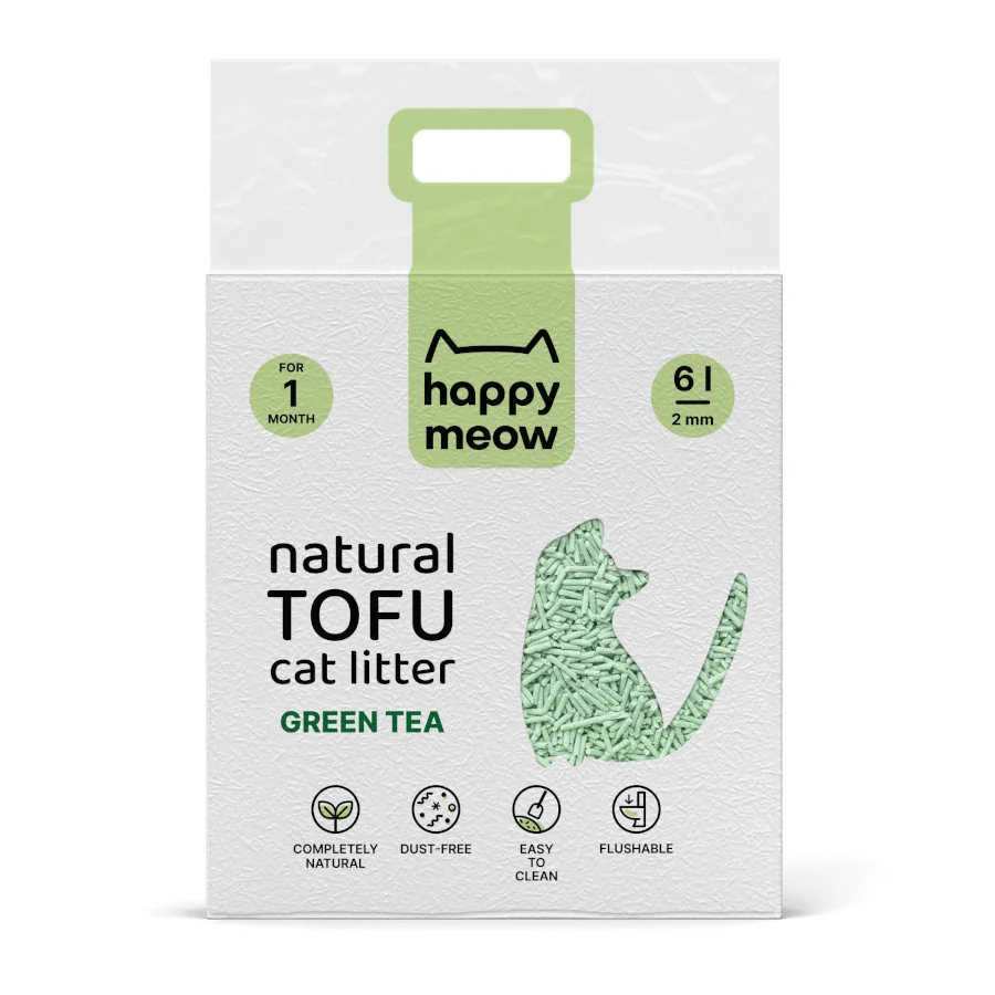 L Happy Meow Natural Tofu Aglomerante Te Verde para gatos