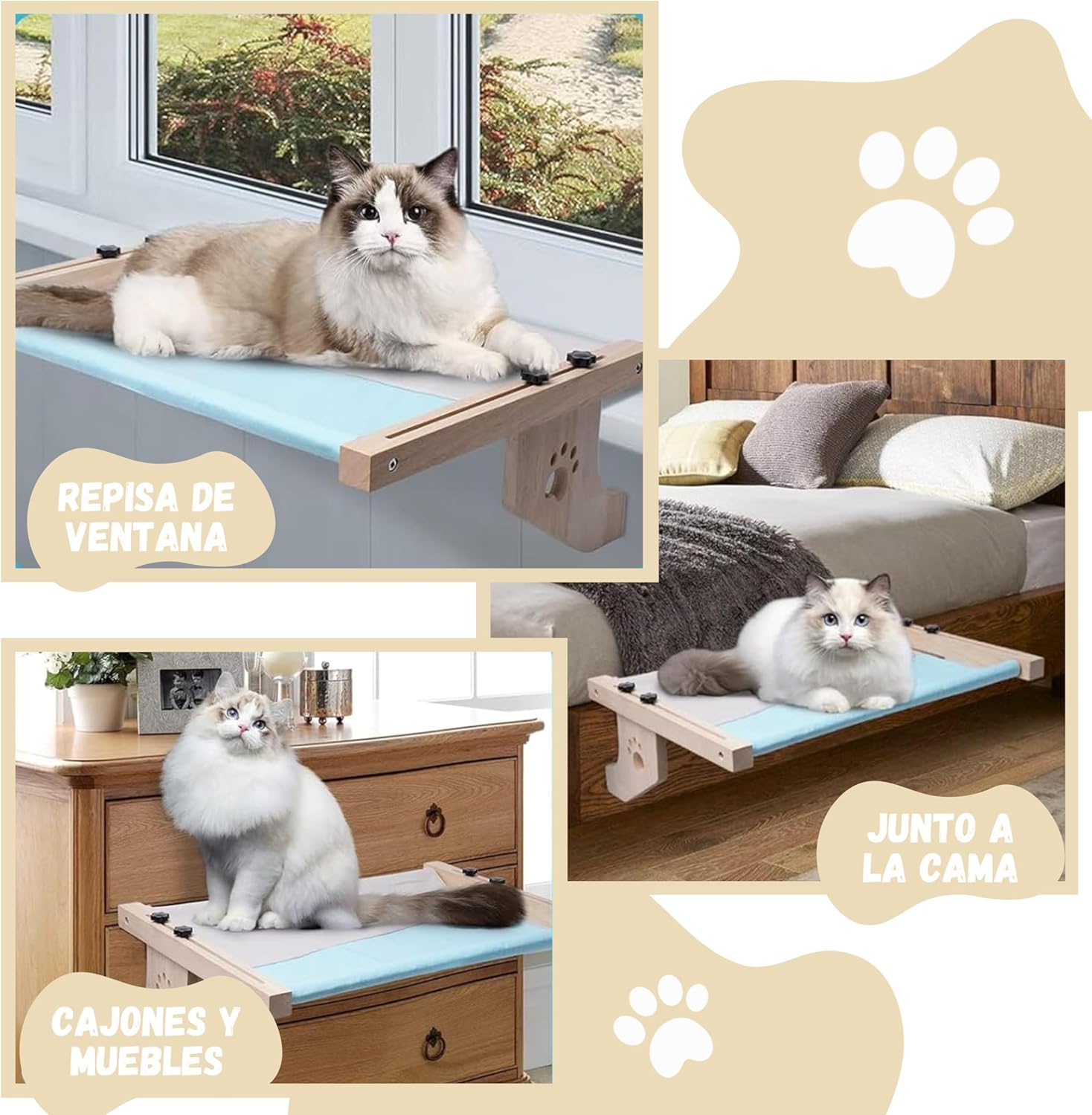 Hamaca Gato Hamaca Ventana Para Gatos Doble Capa Con Ventosas Cama  Colgante Gris Cama Ventana Para Gatos