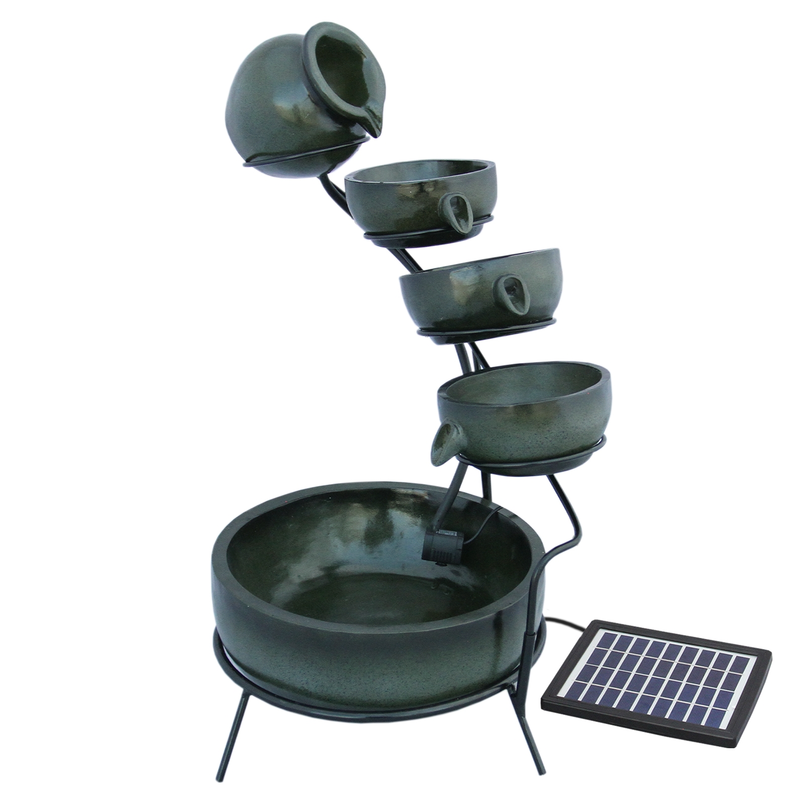 Fuente de Agua Bebedero para Gatos con Energía Solar - Verde