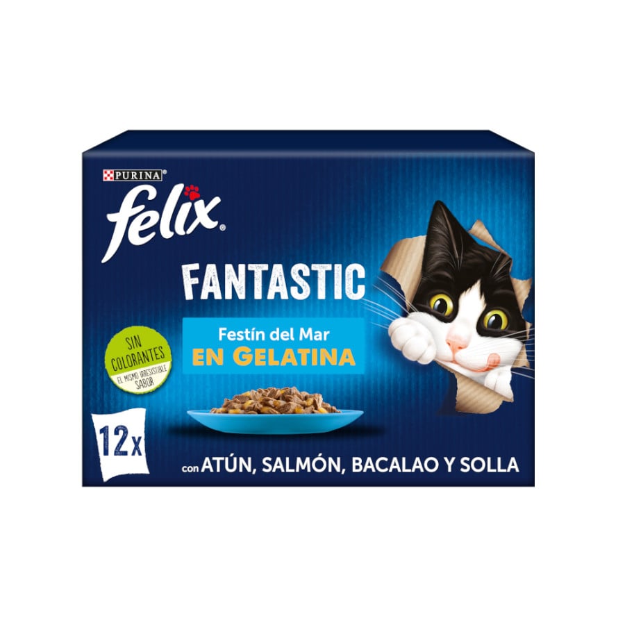 48 sobres x 85 g Felix Fantastic Festín del Mar sobres en gelatina para gatos  ¡Pack ahorro!