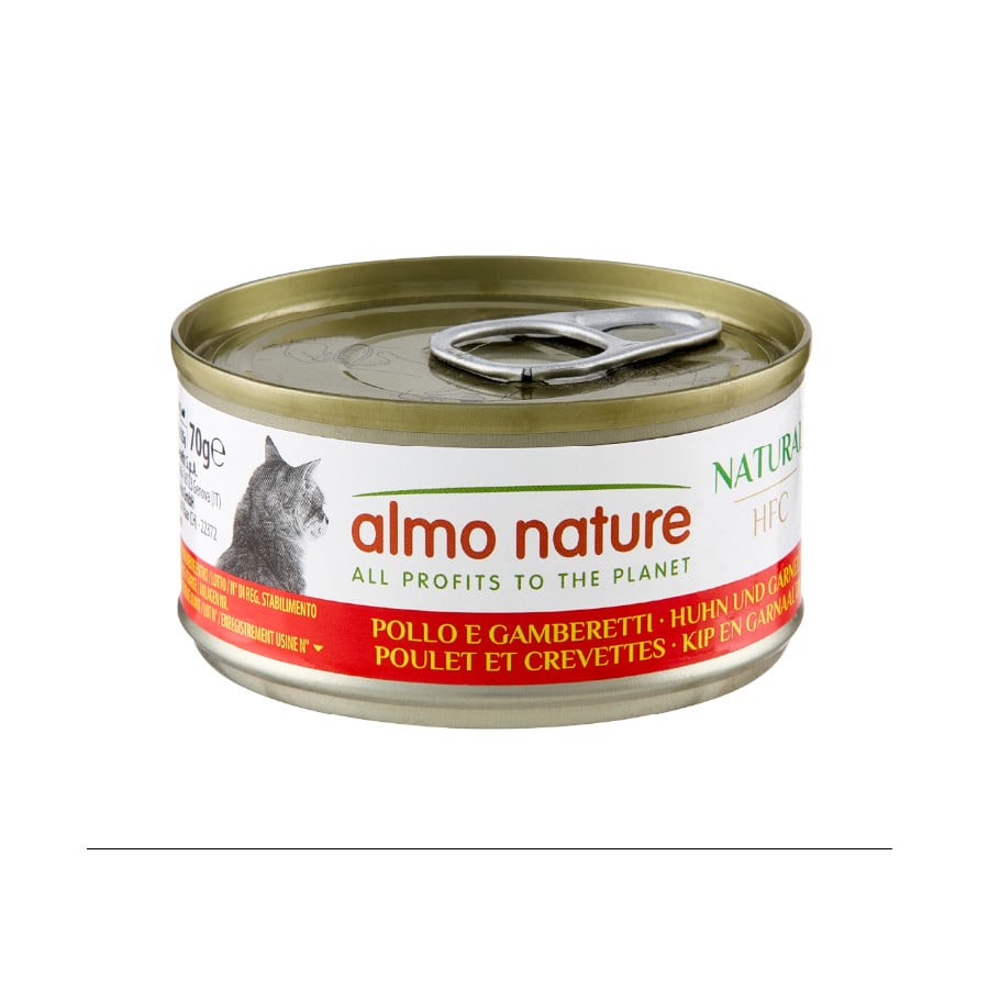 24 latas x 70 g Almo Nature HFC pollo y gambas lata para gatos  ¡Pack ahorro!