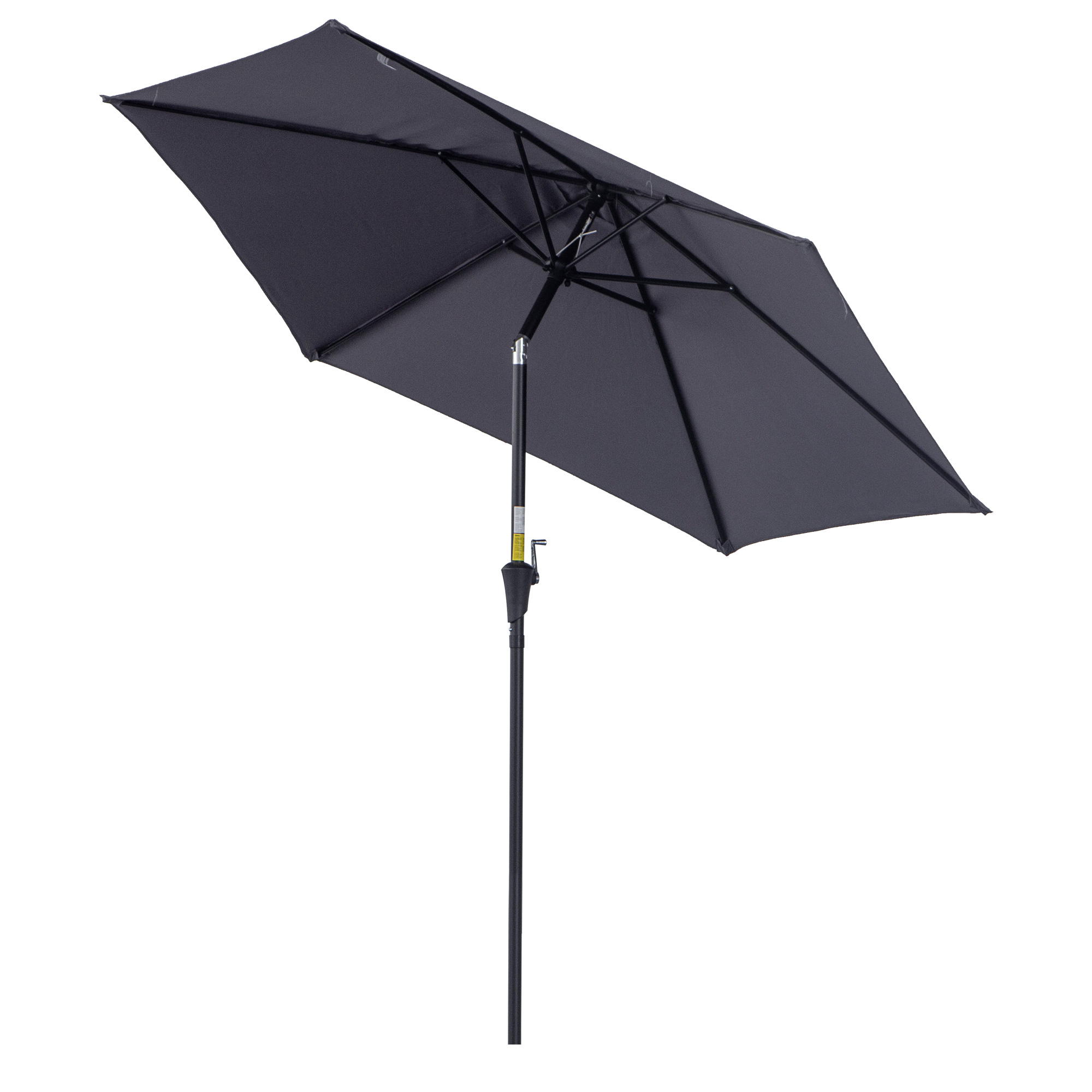 Outsunny Sombrilla para Jardín Ø260×235 cm Parasol de Aluminio con Reclinable con Manivela y 6 Varillas para Terraza Exterior Balcón Gris