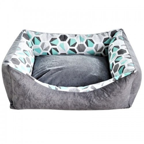 PETplus Cama reversible con estampado de hexágonos para perros