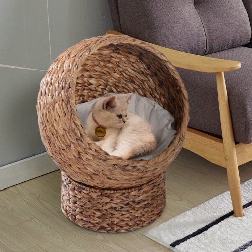 PawHut Cama moderna para gatos color Marrón/Blanco