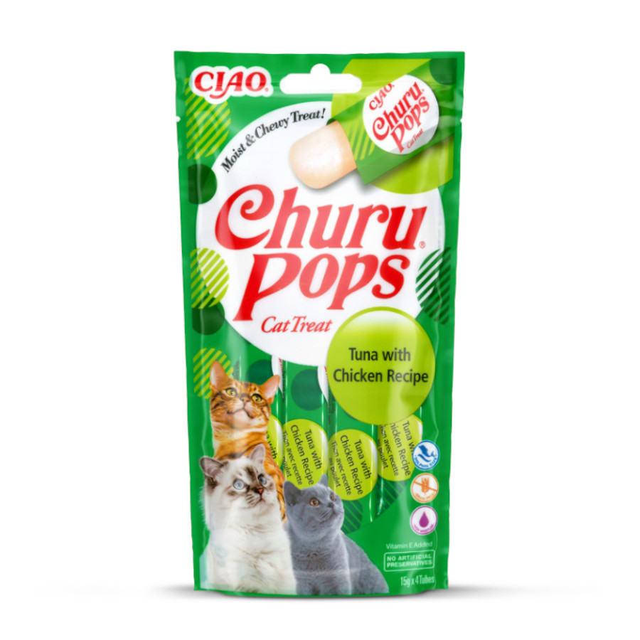 16 sobres x 15 g Churu Palitos Pops de Atún y Pollo para gatos ¡Pack Ahorro!