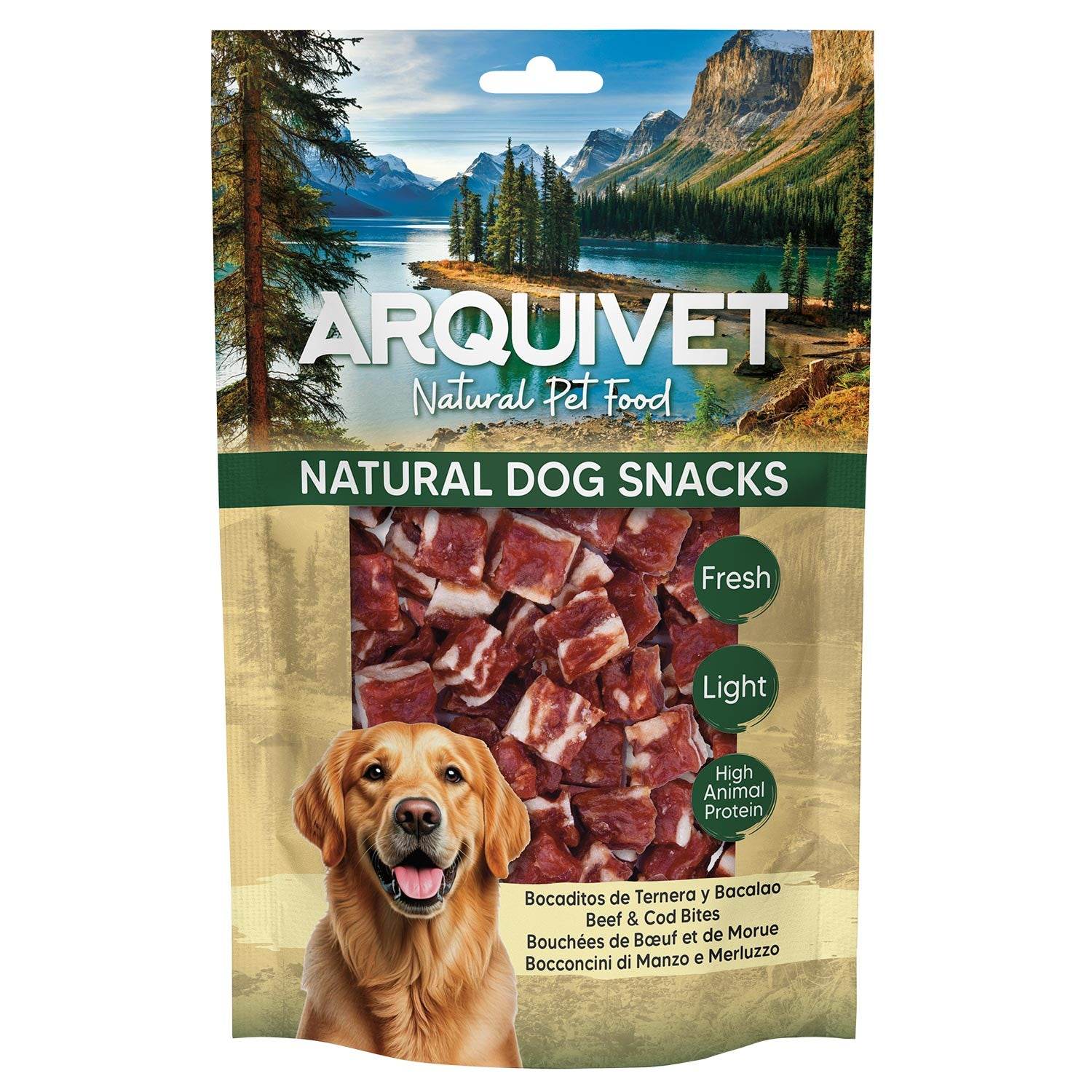 Snacks para perro – Bocaditos de ternera y bacalao 100gr, Natural Dog Snacks – Arquivet