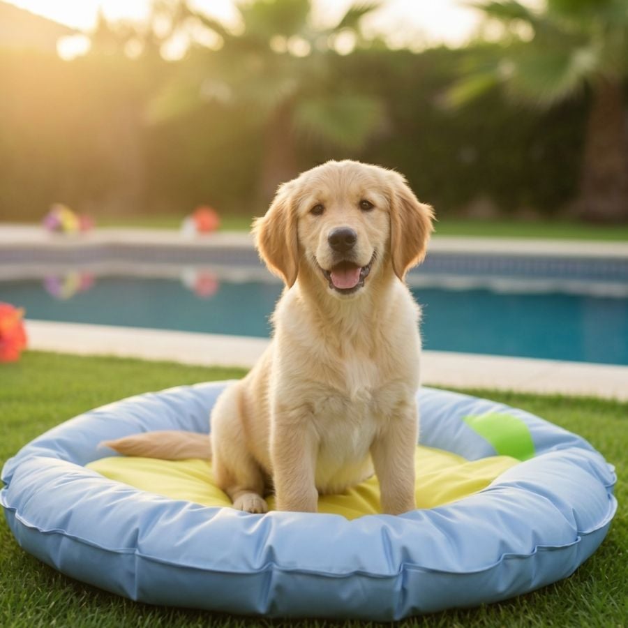 Summer Vibes Cama Refrescante Azul para perros