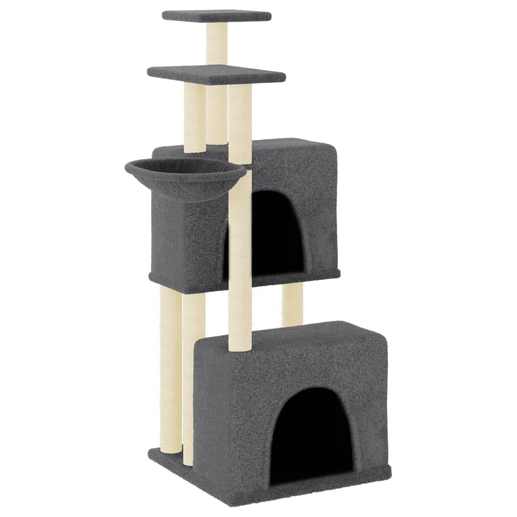 vidaXL Rascador para gatos con postes de sisal gris oscuro 122 cm