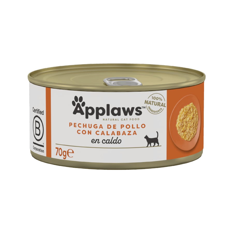 70 g Applaws Pollo y Calabaza lata para gatos