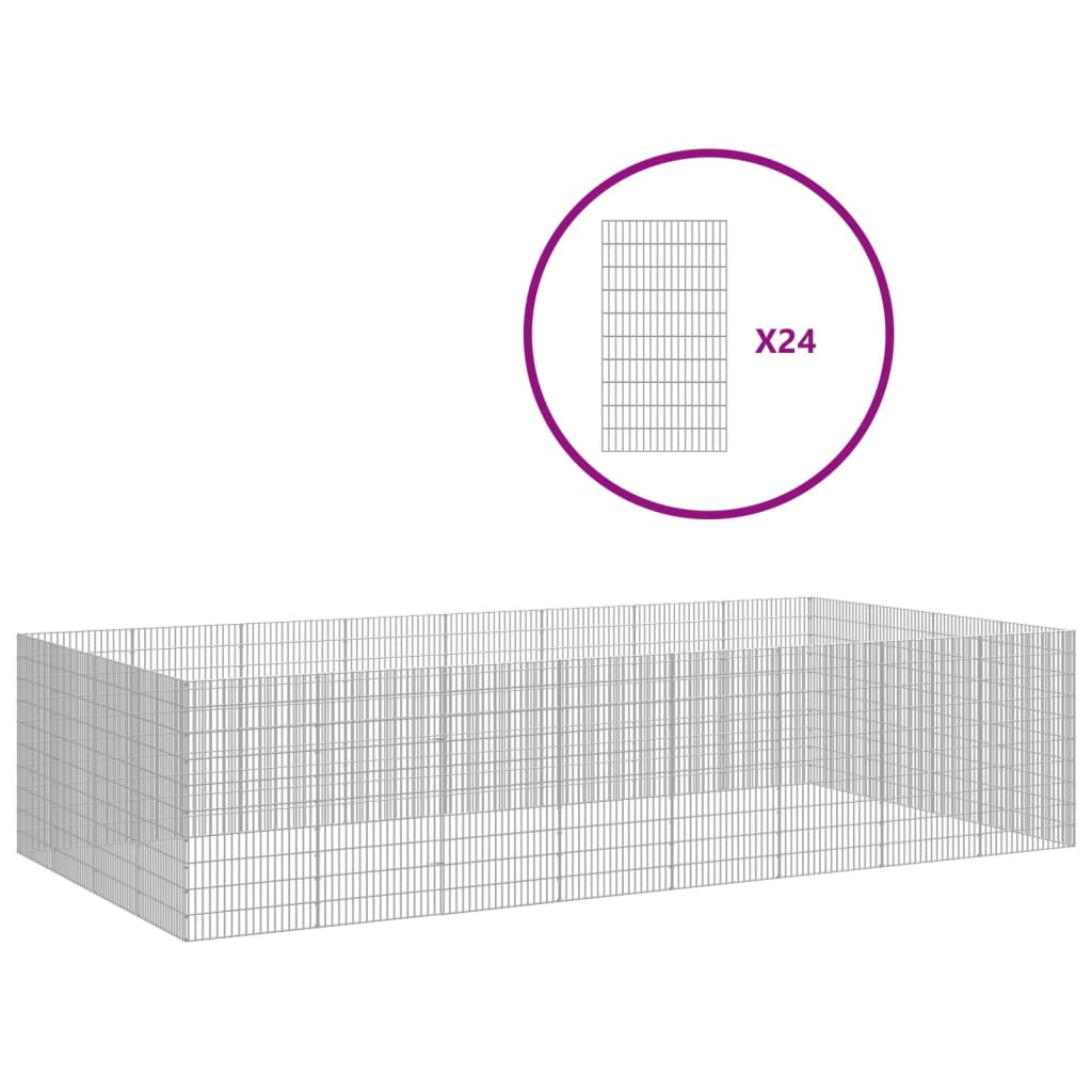 vidaXL Recinto corral animales 24 paneles hierro galvanizado 54×100 cm