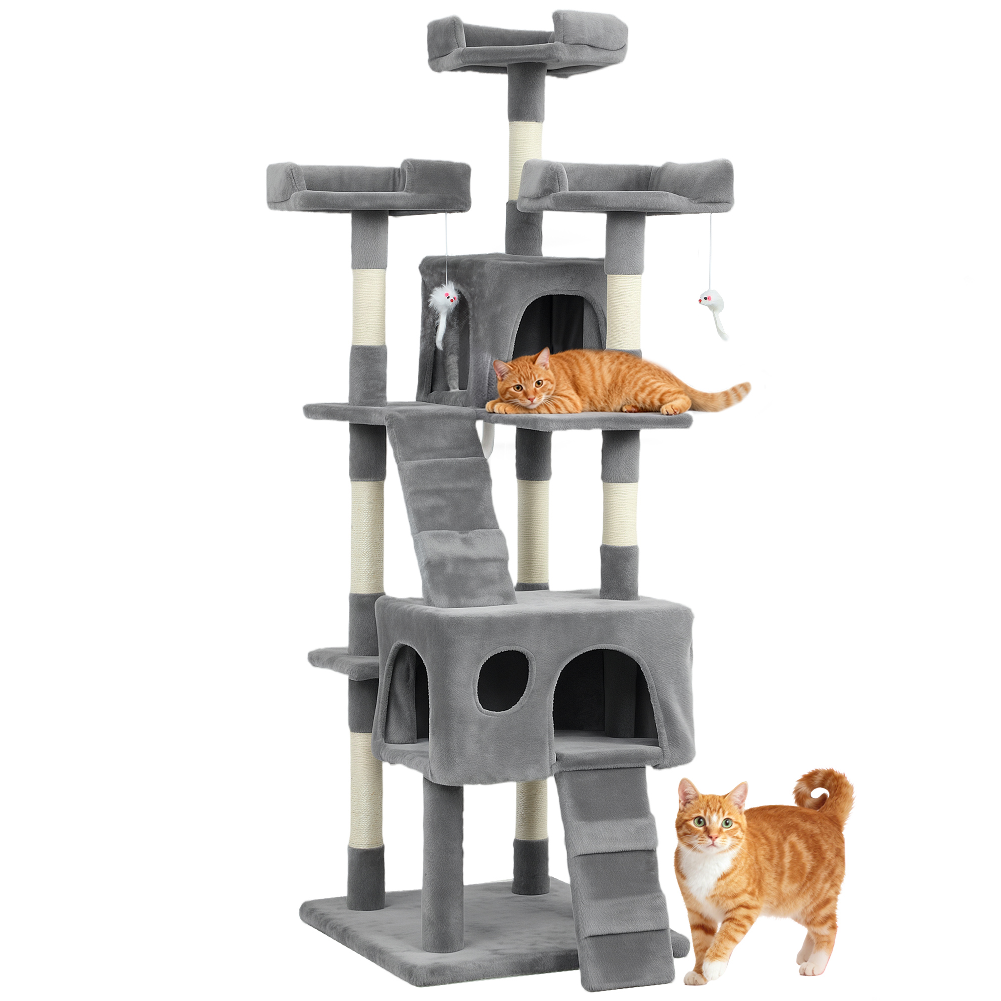 PawHut Árbol Rascador Gatos Gris