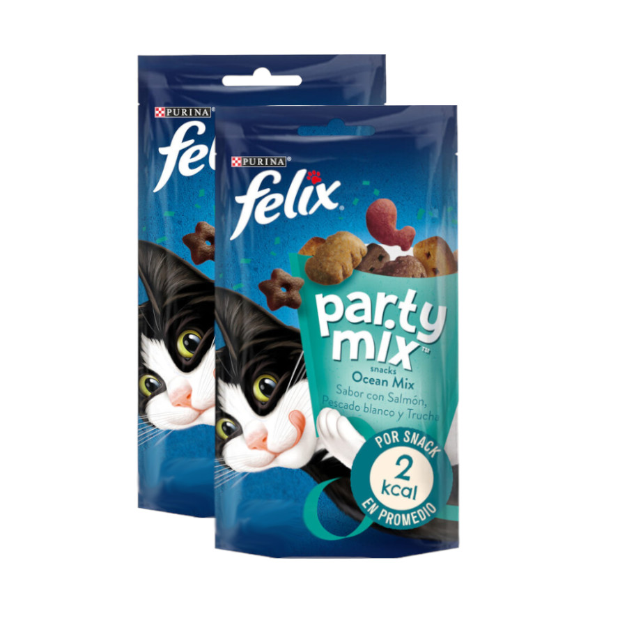 2 bolsitas x 60 g Felix Party Mix Ocean Bocaditos para gatos ¡Pack ahorro!