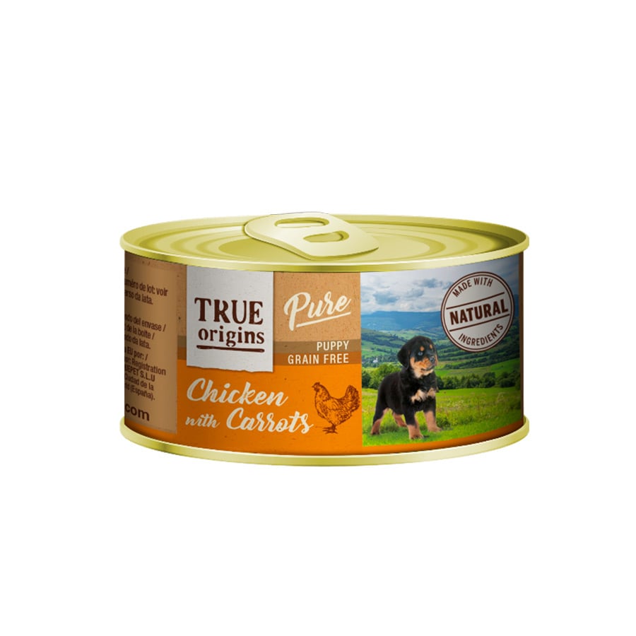 24 latas x 185 g True Origins Pure Puppy Pollo con Zanahoria lata para perros ¡Pack ahorro!