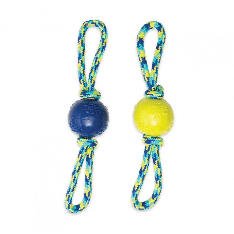 Juguete doble cordón y TPR con pelota para perros Zeus Fitness Tug, 40 cm