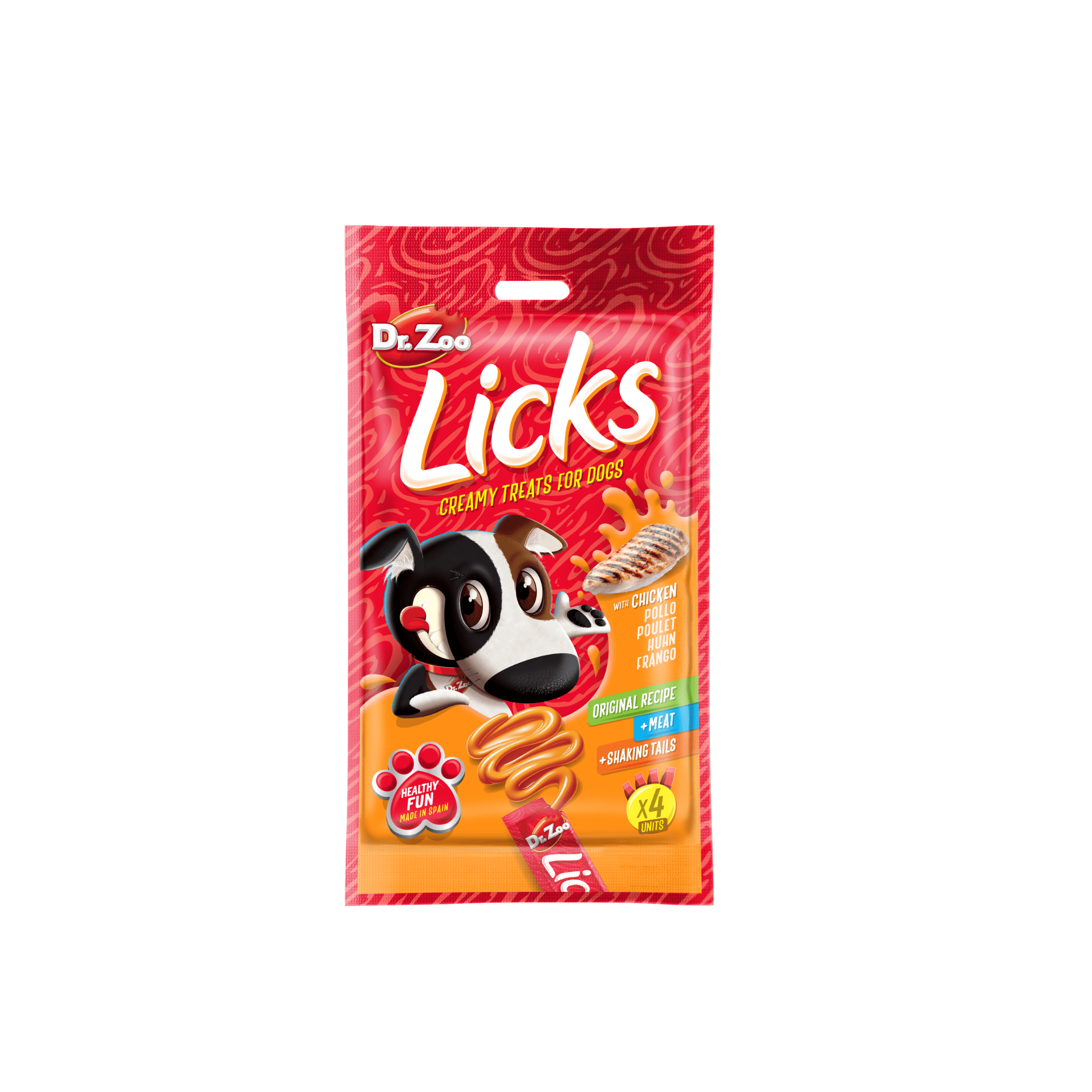 48 sobres x 15 g Dr. Zoo Licks Snack Líquido De Pollo Para Perros